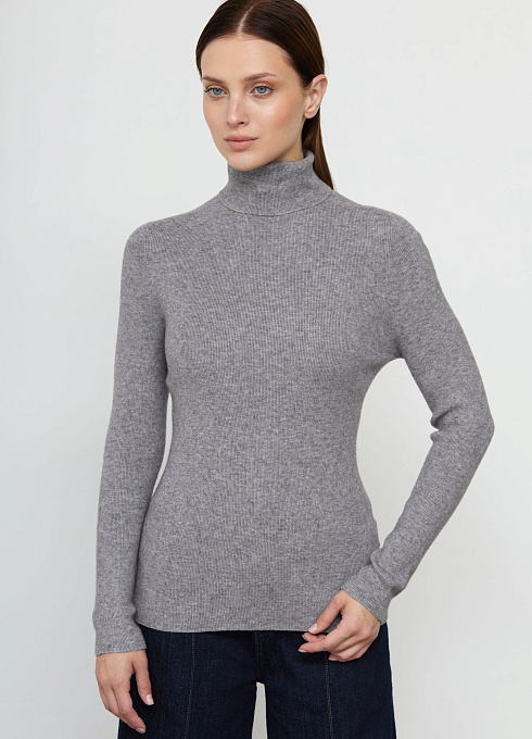 Водолазка базовая с шерстью женский,  серый цвет