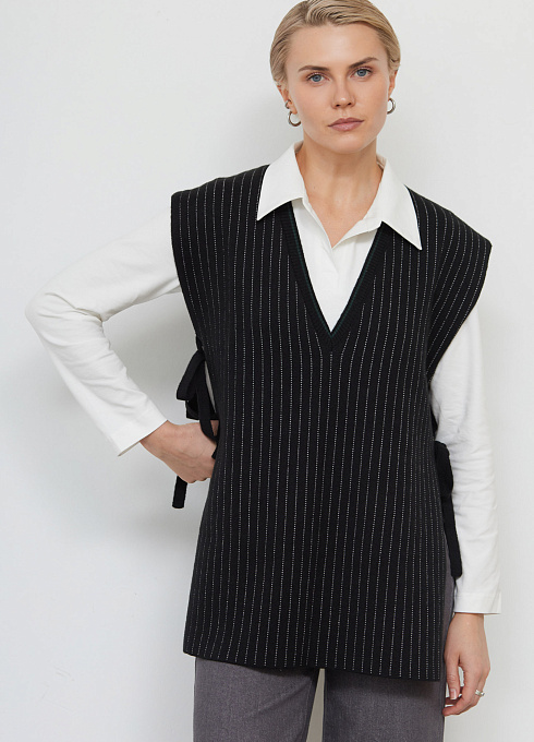 Жилет oversize на завязках женский, чёрный цвет
