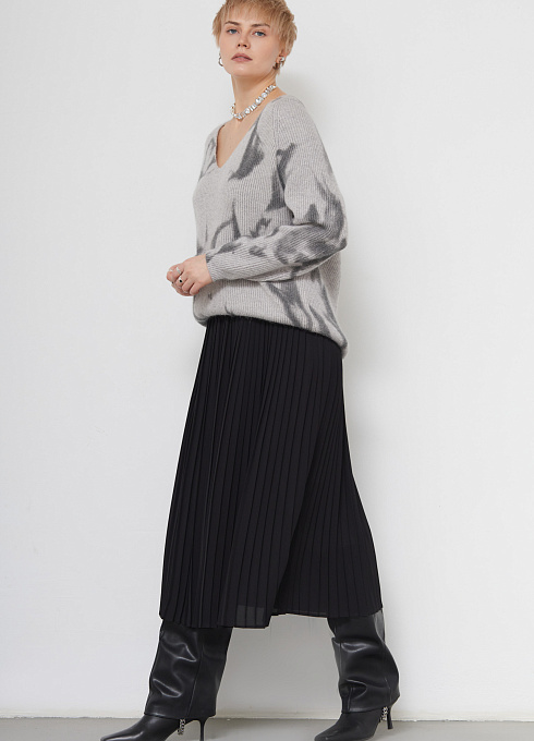 Юбка плиссе на резинке женская, чёрный цвет